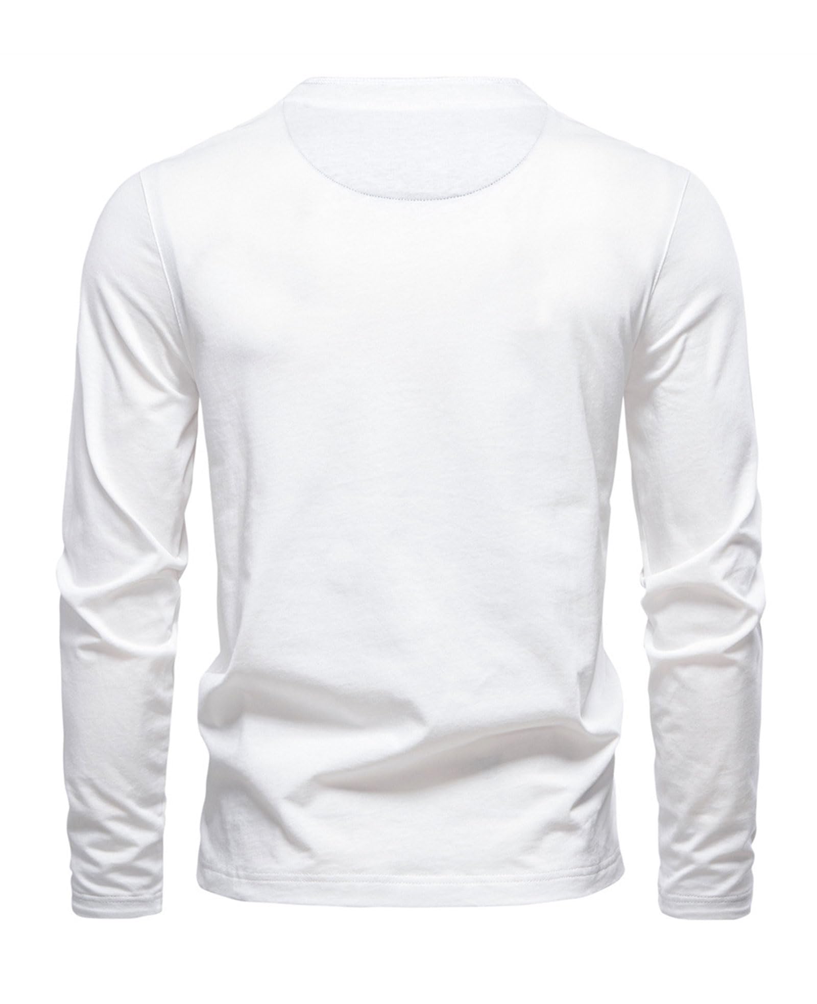 Camisetas Henley de algodón de manga larga para hombre, estilo casual, camisetas clásicas básicas, color liso, con botones