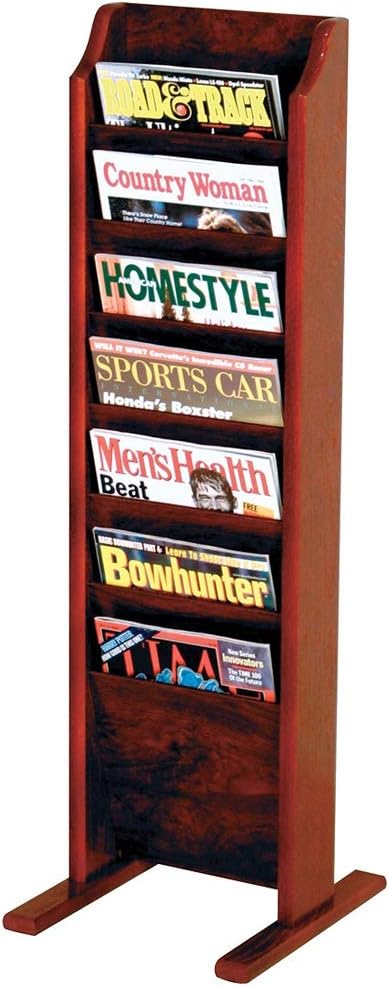 Wooden Mallet 7-Pocket Cascade Free-Standing Magazine Rack, Mahogany