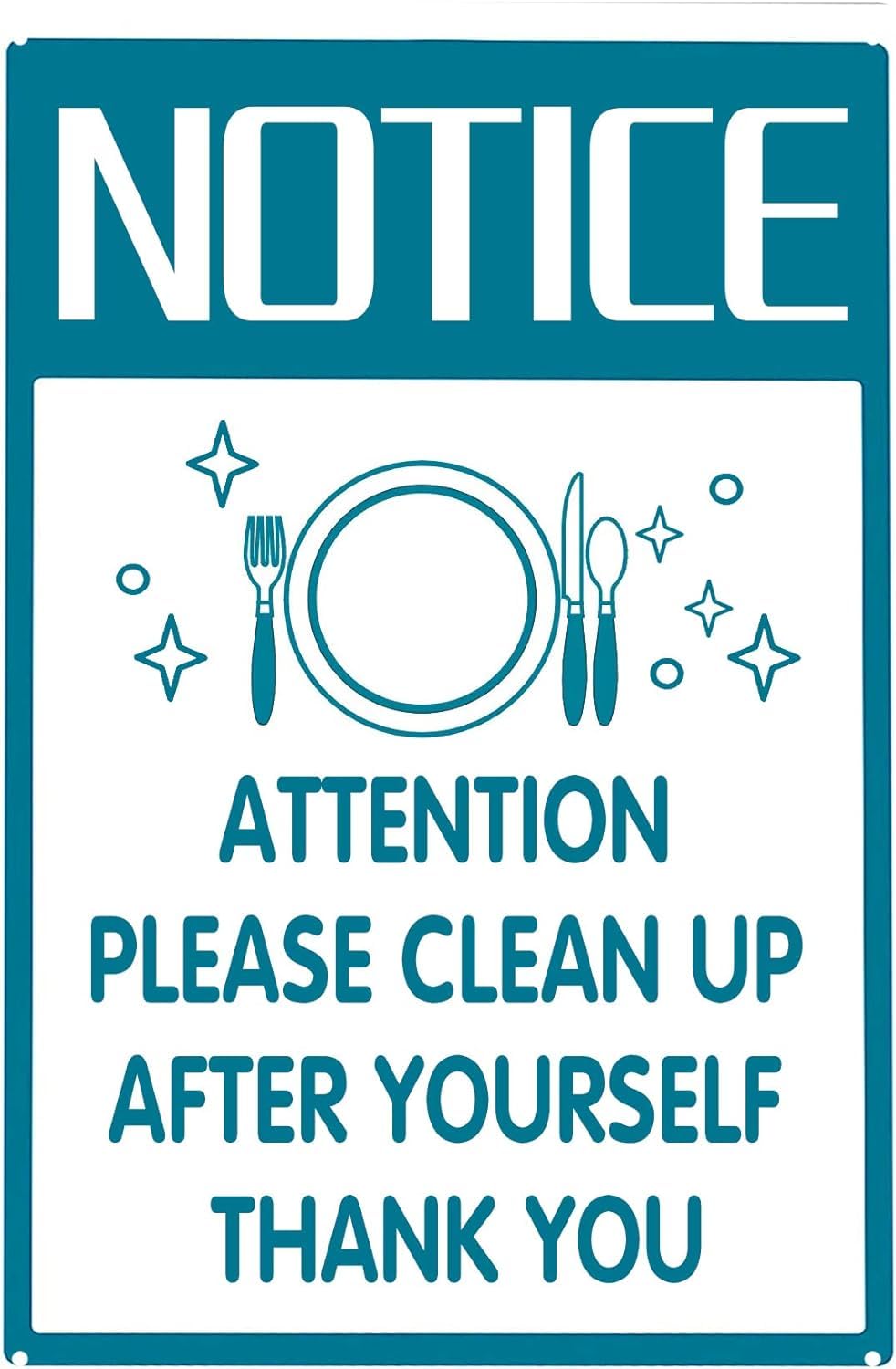 Anceky Attention PleaseUp After Yourself Thank You Notice Sign Funny Metal Dining room Restaurants kitchen Wall Decoration 8x12 inch