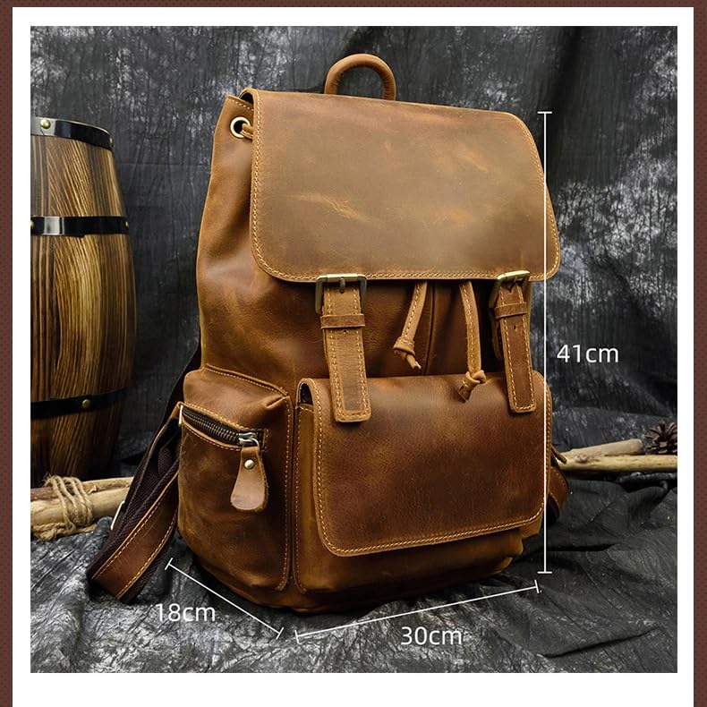 Crazy Horse Leather Backpack Day Pack Travel Bag for(E)2