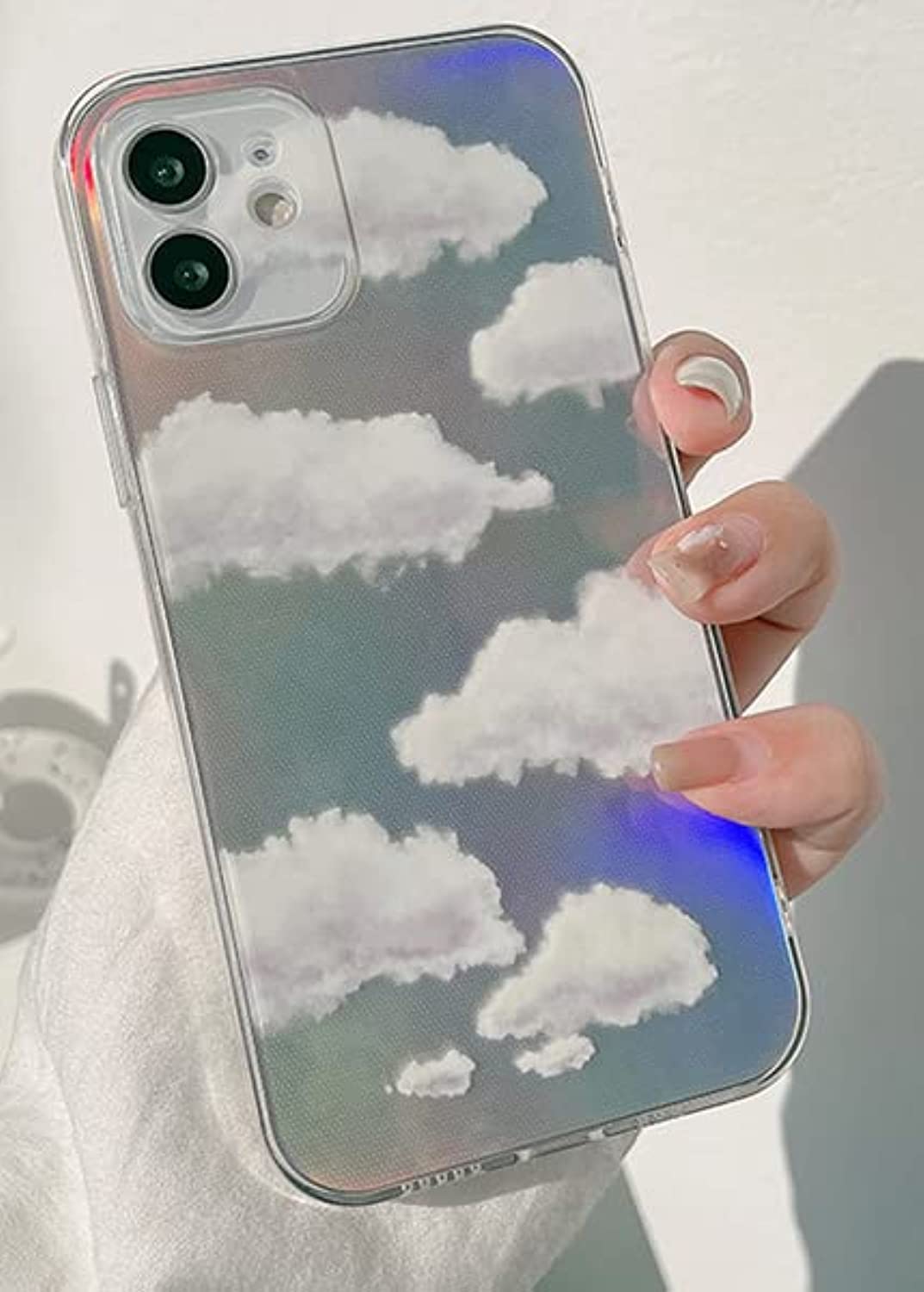 Cute Clear Crystal Case for iPhone 11, Shockproof PC+ TPU Bumper Protective Cover for White Cloud Color Sky Design (iPhone 11)
