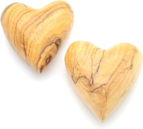 Miniatura 3 de Handmade Wooden Hearts, Set of Two Olive Wood Carved Hearts from the Holy Land, Carved Wood Hearts for gifts Anniversary Valentine Gift, Loss Love,
