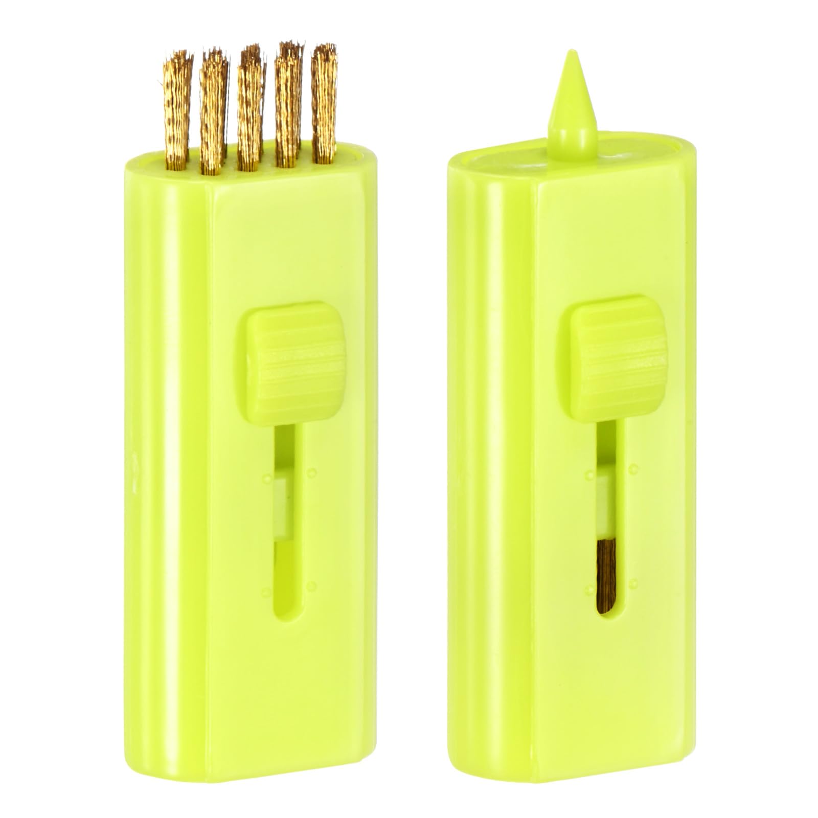 TIXIPEM Retractable Golf Club Brush [2PCS] - Double Side Pocket Club Groove Cleaner Use for Men Women Golfer - [Yellow-2.3IN] Portable Mini Re-Grooving Tool