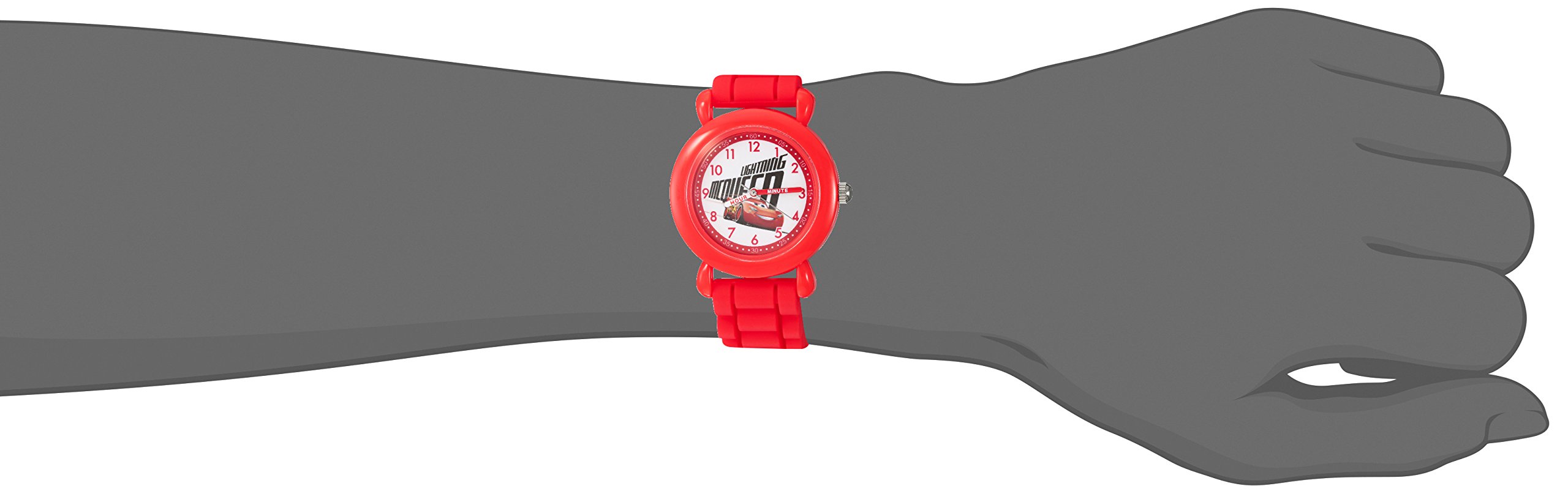 DISNEY Pixar Cars Lightning McQueen Watch for Kids 3-5, Cars Watch for Boys, Analog Watches, Lightning McQueen Toys Boys, Kids, Red Bezel and Strap