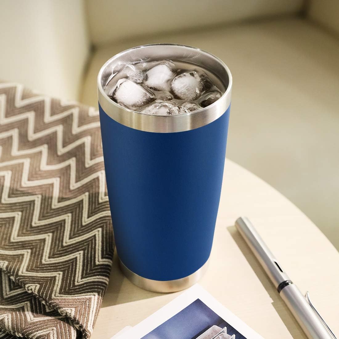DOMICARE 20oz Stainless Steel Tumbler Bulk with Lid, Double Wall Vacuum Insulated Travel Mug, Powder Coated Coffee Cup (Dark Blue, 1) - Image 6