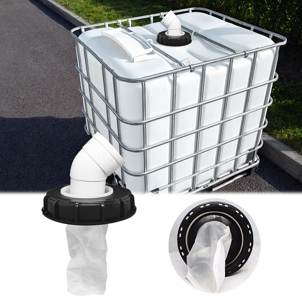 Mizikuu IBC-Deckel mit waschbarem Nylonfilter, 163 mm, Zubehör Tank gebogen DN 75 45° für Wasserbehälter