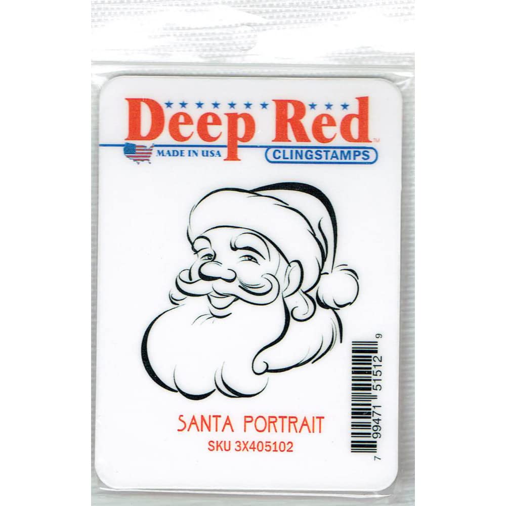 Deep Red Cling Stamp 2"X2"-Santa Portrait
