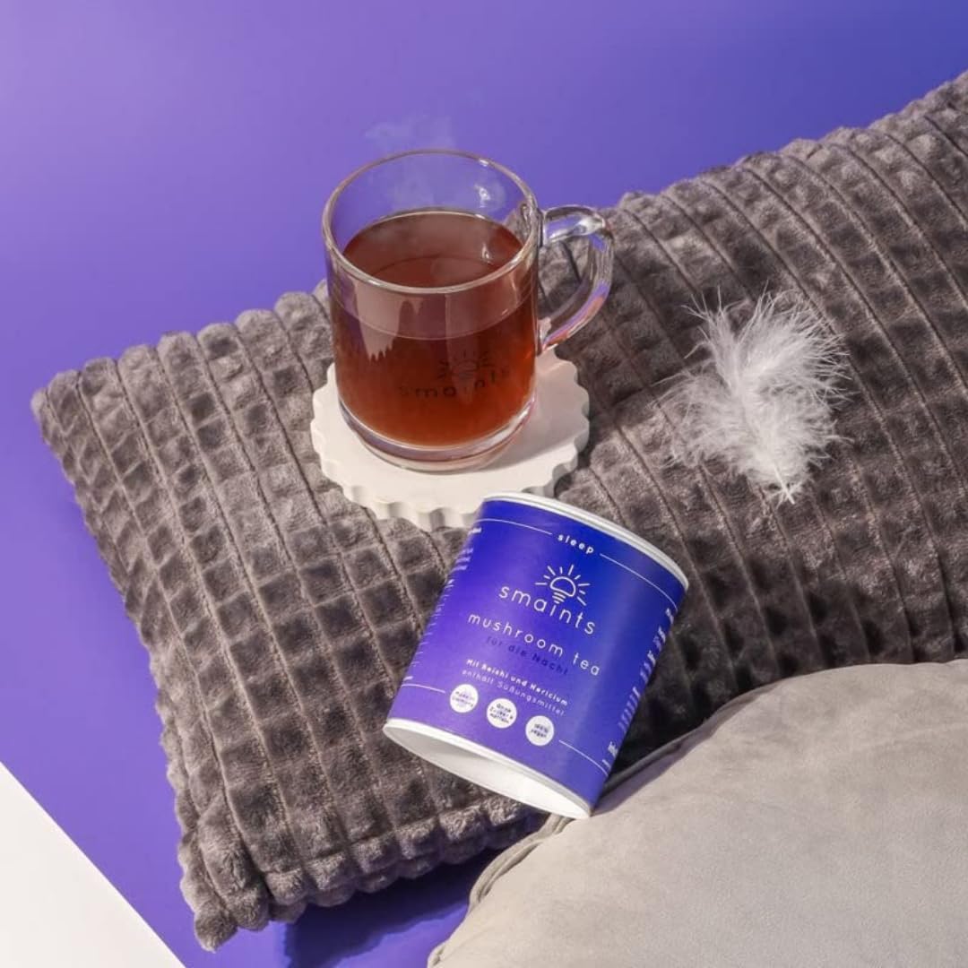 smaints Mushroom Tea | Komplex-Formel mit Reishi, Hericium, Melisse, Baldrian, Ashwagandha & Vitamin C | Perfekt vor dem Schlafengehen | Superfood Vitalpilze