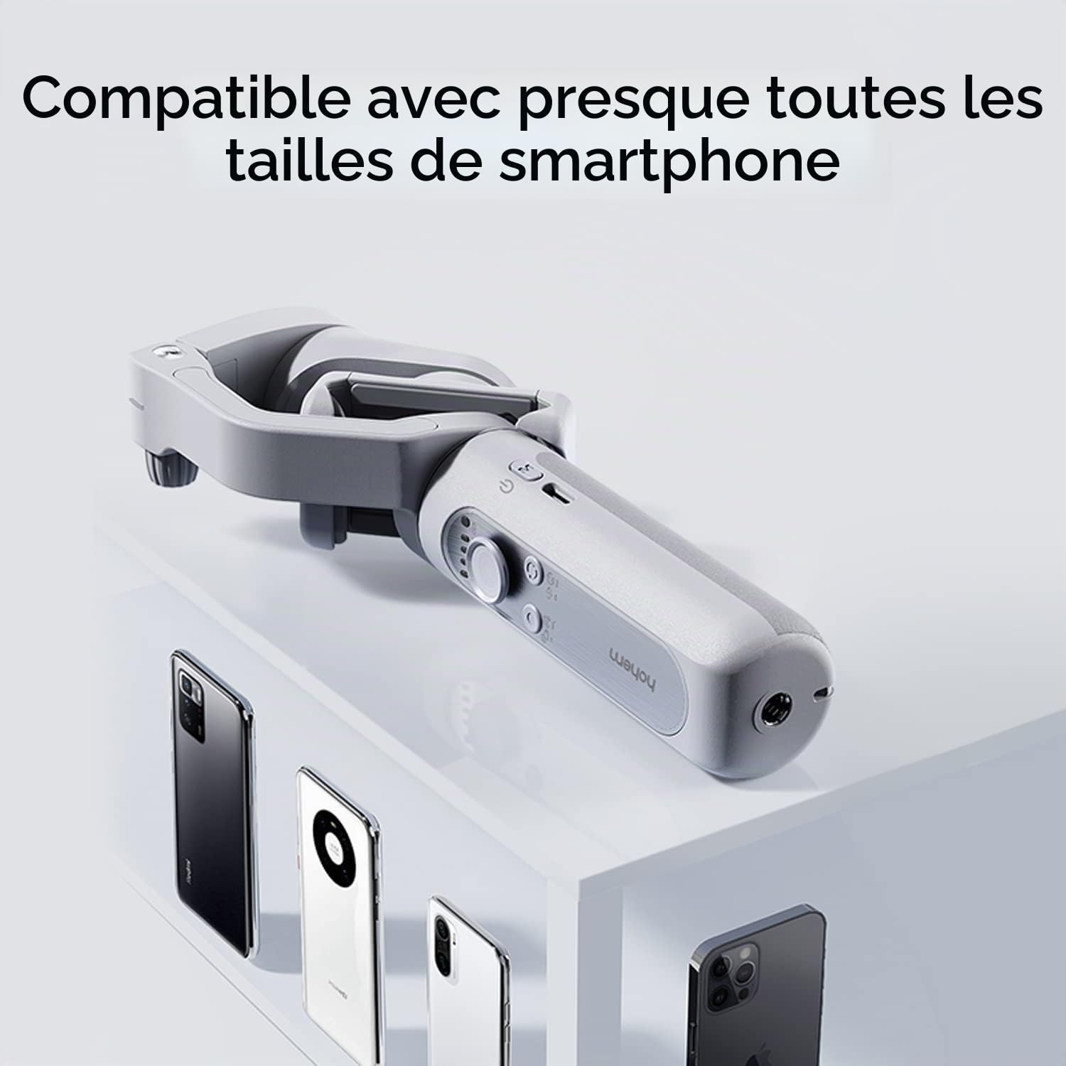 Hohem isteady XE KIT 3 Axes stabilisateur de cardan Smartphone avec lumière pour iPhone téléphone Android pour vlog Enregistrement vidéo en Direct Main Pliante stabilisateur de cardan Gris Combo