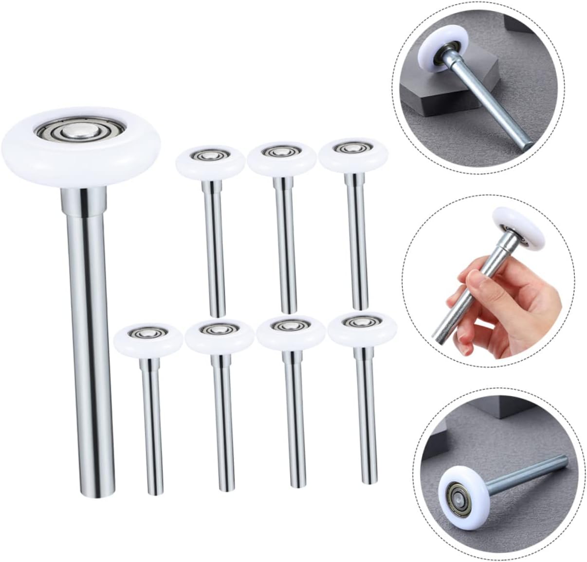 8pcs Quiet Nylon Garage Door Rollers Replacement Durable Ball Bearing Design for Smoother Operation Fits Standard Residential Doors