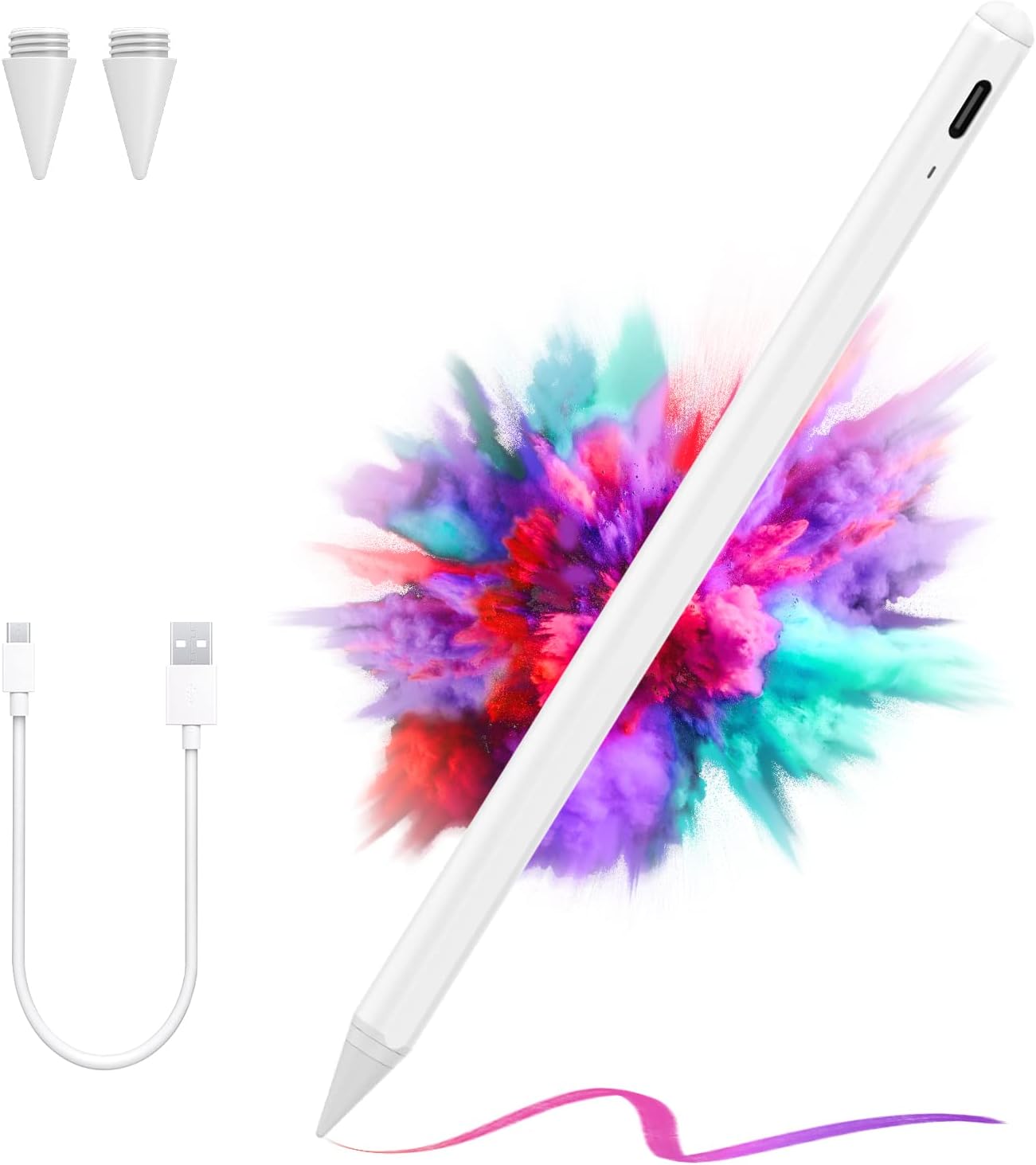 Stylus Pen for iPad with Palm Rejection, Tilting Sensitivity, Magnetic Absorption for (2018-2021) Apple iPad Pro (11/12.9 Inch), iPad 6/7/8/9th, iPad Mini 5/6th, iPad Air 3rd/4th Gen
