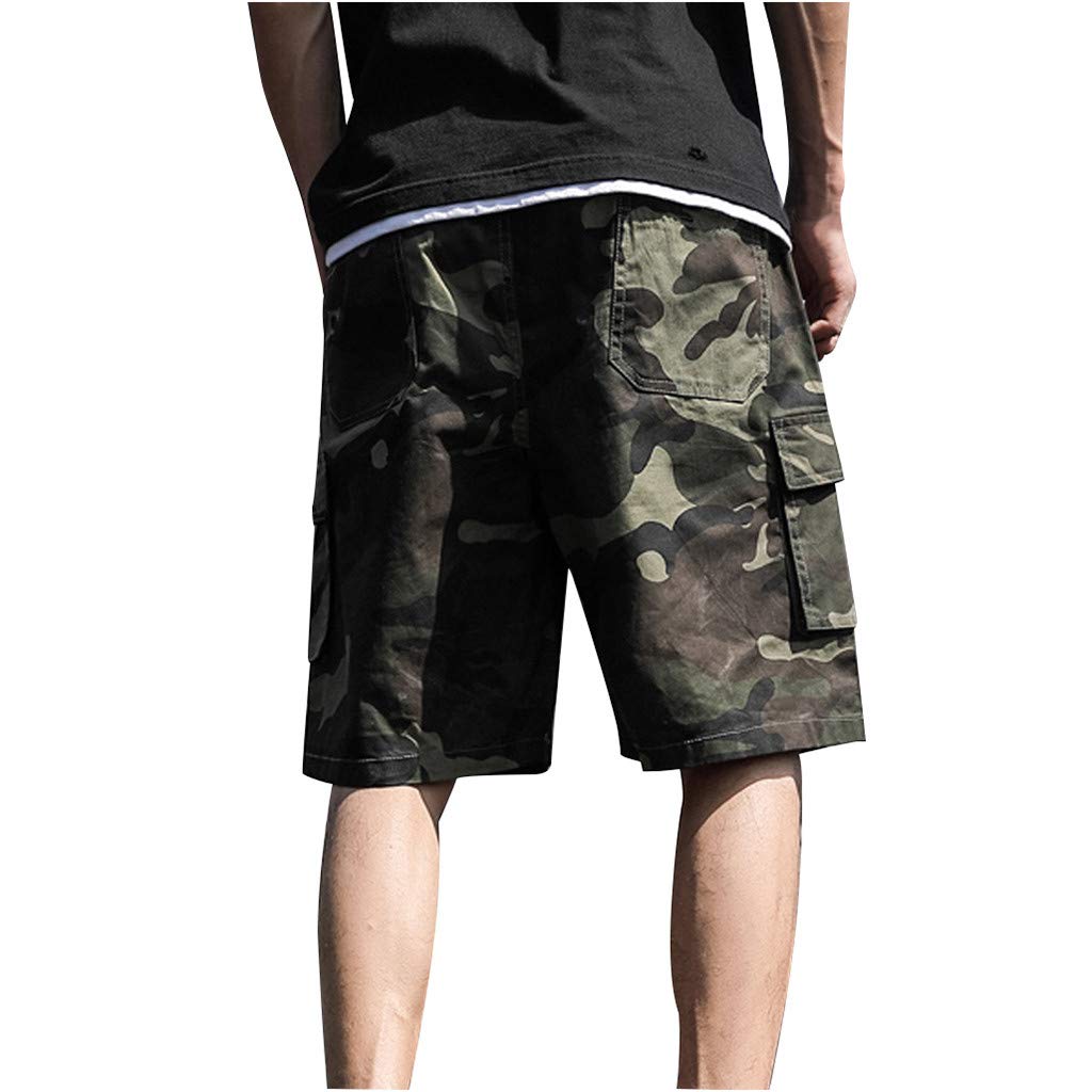 Bañador para hombre, secado rápido, protección UV, con forro de malla, ajustable, para la playa, con cordón, forro de malla, estilo hawaiano, verde militar, XXXXL