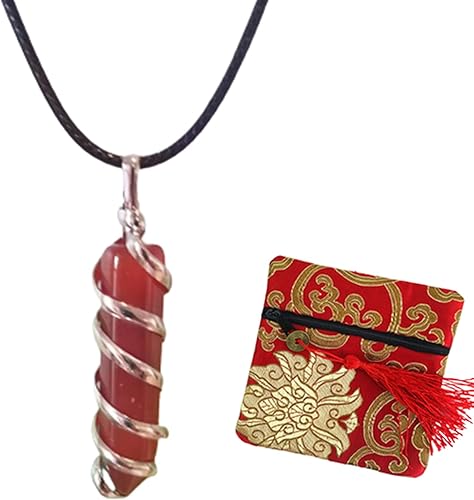 Collar de cristal de cornalina real para mujer, piedras preciosas en bruto y curativas para los chakras, dije con auténtico cristal rojo joya de disponible en Yaxa El Salvador