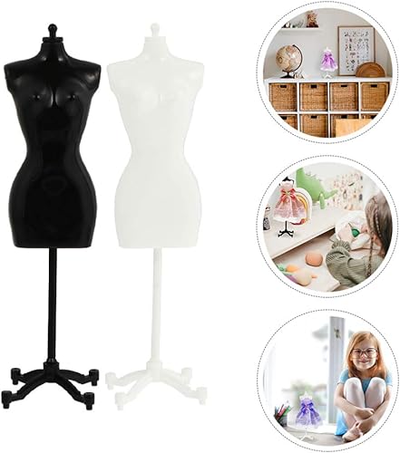 Miniatura 5 de EXCEART 4 piezas de forma de vestido de muñeca, modelo de maniquí, ropa de ropa, vestido de exhibición, soporte de soporte para muñeca, juguete de