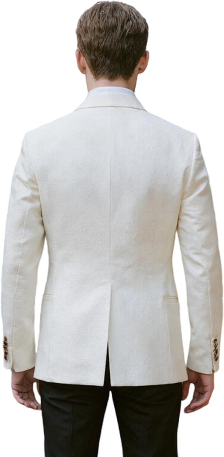 Suits for Men 3 Pieces Slim Fit Stand Collar Printed Tuxedo Blazer Vest Pants Wedding Prom Party Event Banquet Business