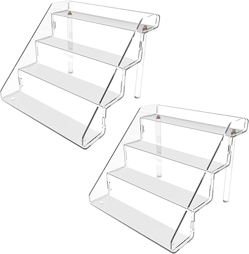 Miniatura 8 de Sezanrpt Juego de 2 soportes de exhibición de acrílico transparente organizador de perfume y almacenamiento soporte de acrílico para cupcakes