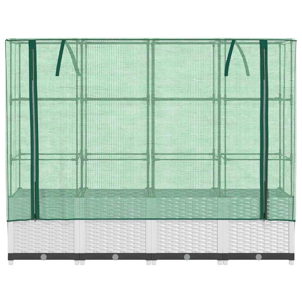 Jardiniere rialzata con rivestimento effetto rattan, 160 x 40 x 138 cm | Polipropilene, Ferro Telaio, Polietilene Copertura Impermeabile, Chiusura lampo Ventilazione, Per Piante Legumi Fiori