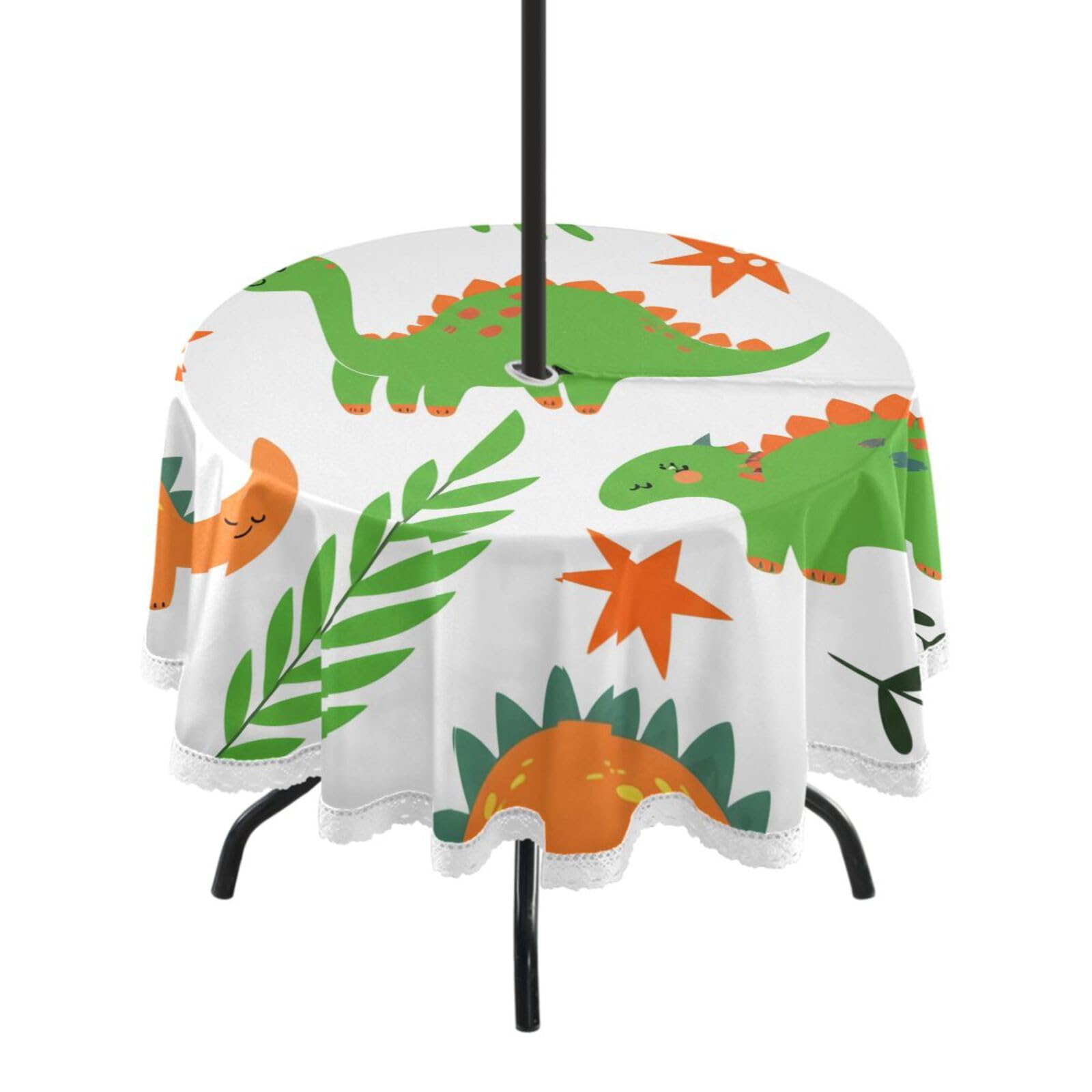 Ttgoth Dinosaur Outdoor Table Cloth 152 cm Water Stain & Resistan Tablecloth Wipeable Table Cover with Parasol Hole & Zipper for Garden Patio Party Picnic