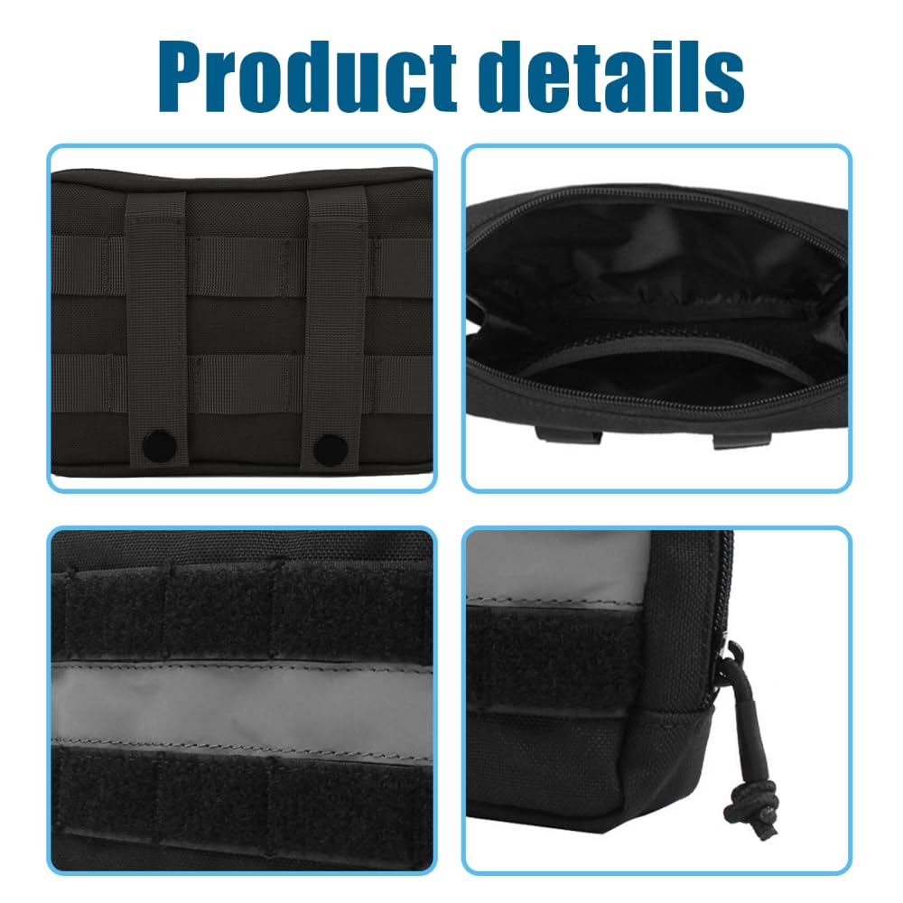 DONGKER Dog Harness Molle Pouch,1000D Nylon Tactical Dogs Saddlebag with Reflective Strip Design for Carrying Dog Leash Treats Poop Bags Keys & More - Image 3