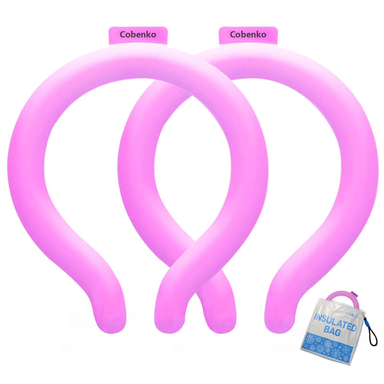 Neck Cooling Tube with Cold Insulated Bag,Neck Cooler Wraps,Reusable 18℃/64℉ Ice Neck Ring Wearable Body Cooling Products for Summer (Rose*2)