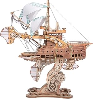 Comprar ToyGhillied Puzzle de madera 3D de fantasía de viaje de nave espacial, obra maestra artesanal para Le Tour du Monde en Quatre-vingts Jours, DIY Steampunk Montaje nave espacial decoración para adultos