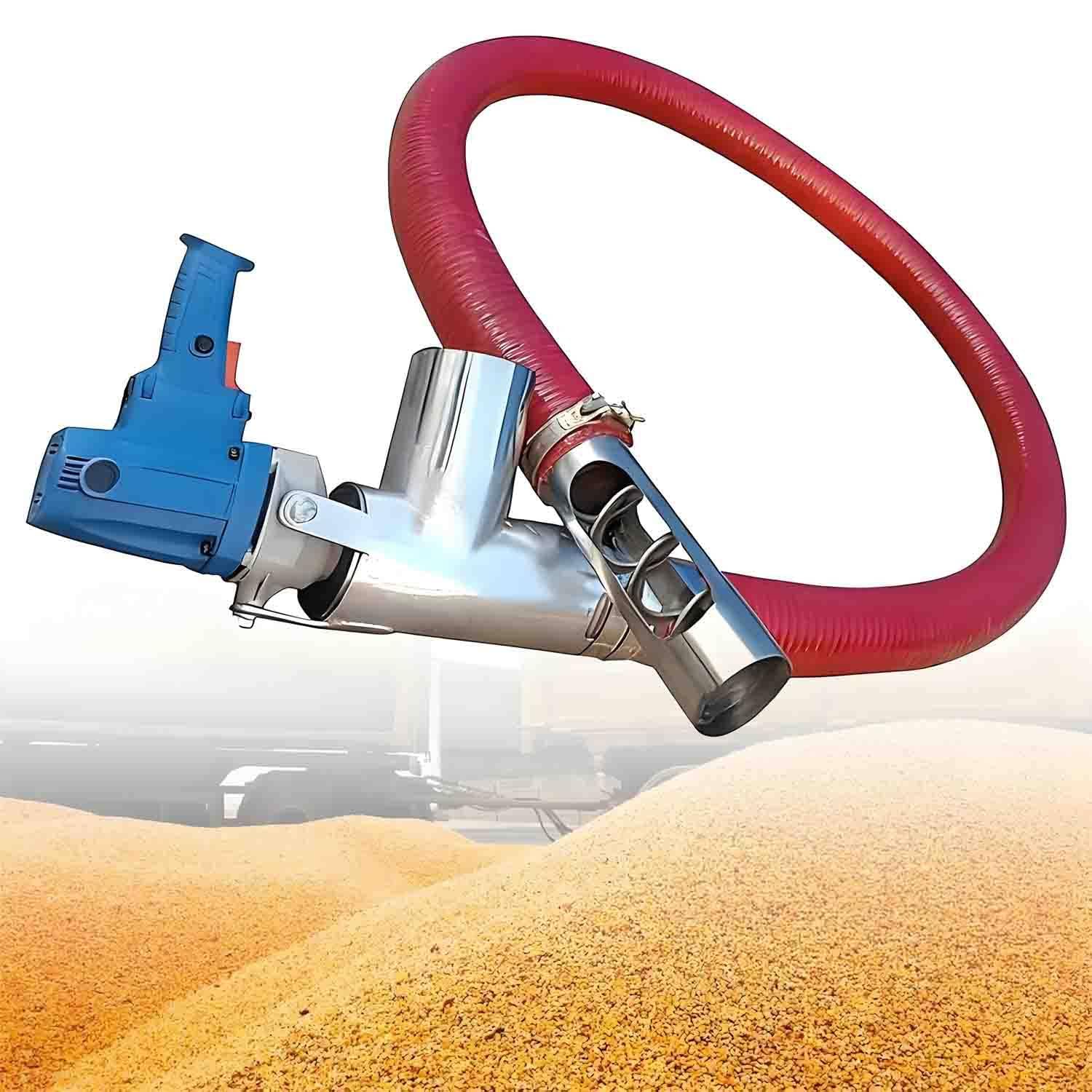 UORDBY 1500W Small Domestic Grain Suction Conveyor, 1.5M Portable Electric Grain Auger Conveyor, with Suction Function, for Cleaning Grain, Cement, Sand, and Small Particle