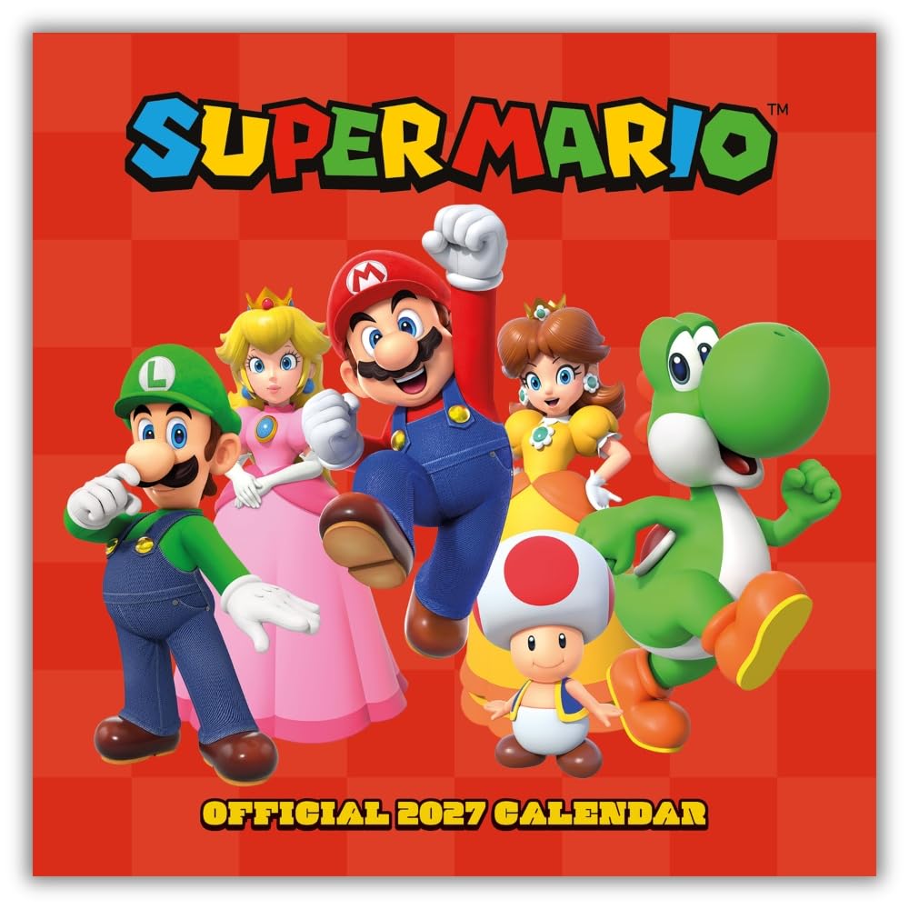 Super Mario 2027 Square Wall Calendar Official Licensed Nintendo Calendar, Monthly Grid Layout, Iconic Super Mario Characters & Colourful Game Artwork, Large Square Format, Gift for Mario Fans