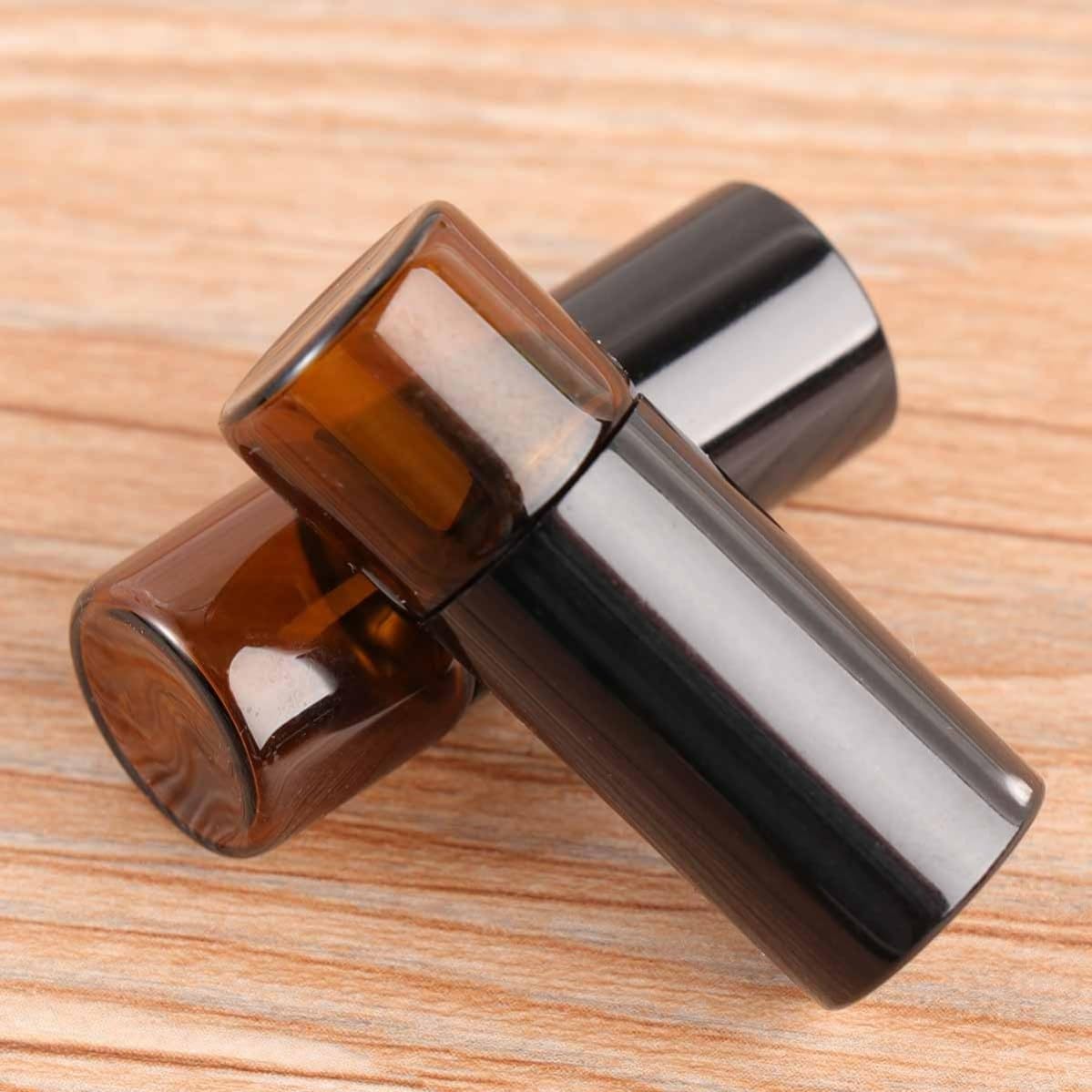 12 Pcs 1ml Refillable Roller Bottles for Essential Oils with Stainless Steel Roller Balls and Black Caps, Portable Glass Perfume Travel Roll-on Bottles for Aromatherapy