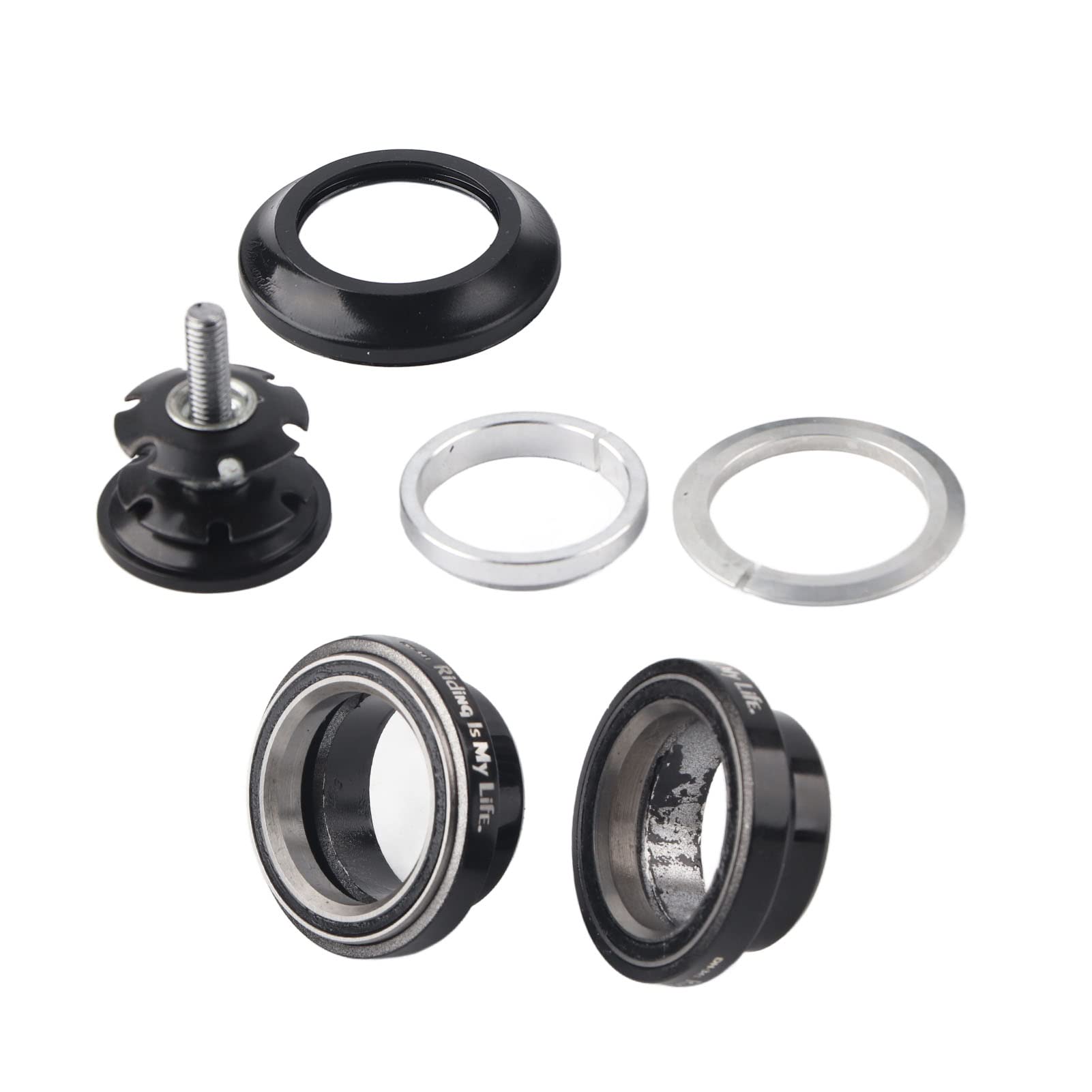 serie sterzo 1 1/8 + Casco da bicicletta pericoloso in lega di alluminio da 34 mm per sterzo da 28,6 mm con cuscinetti dello sterzo destro, cuscinetti della forcella dello sterzo destro da 28,6 mm