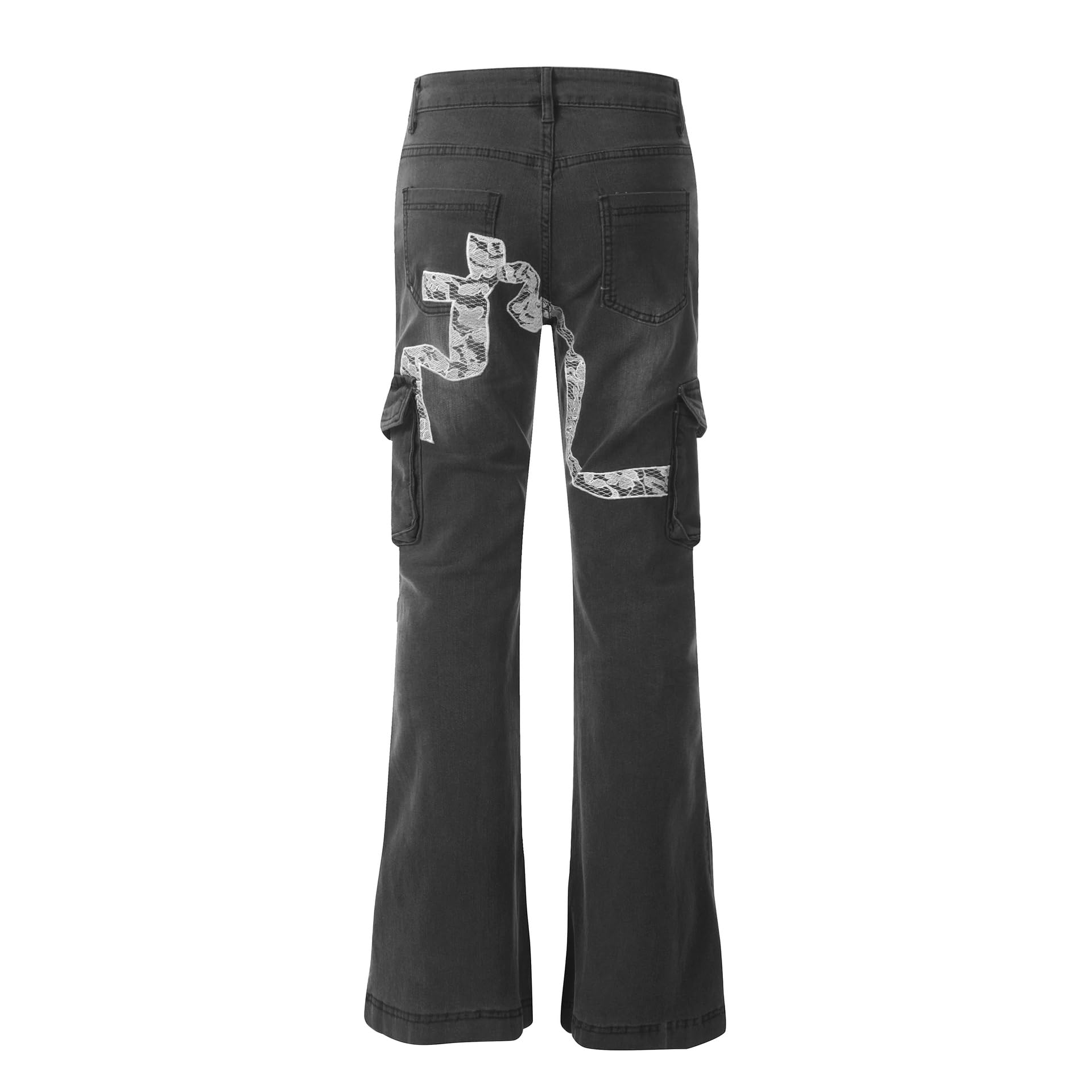 Jeans para Mujeres niñas Jeans Bootcut de Cintura Alta Y2K Pantalones de Mezclilla elásticos Parte Inferior de Campana Vintage