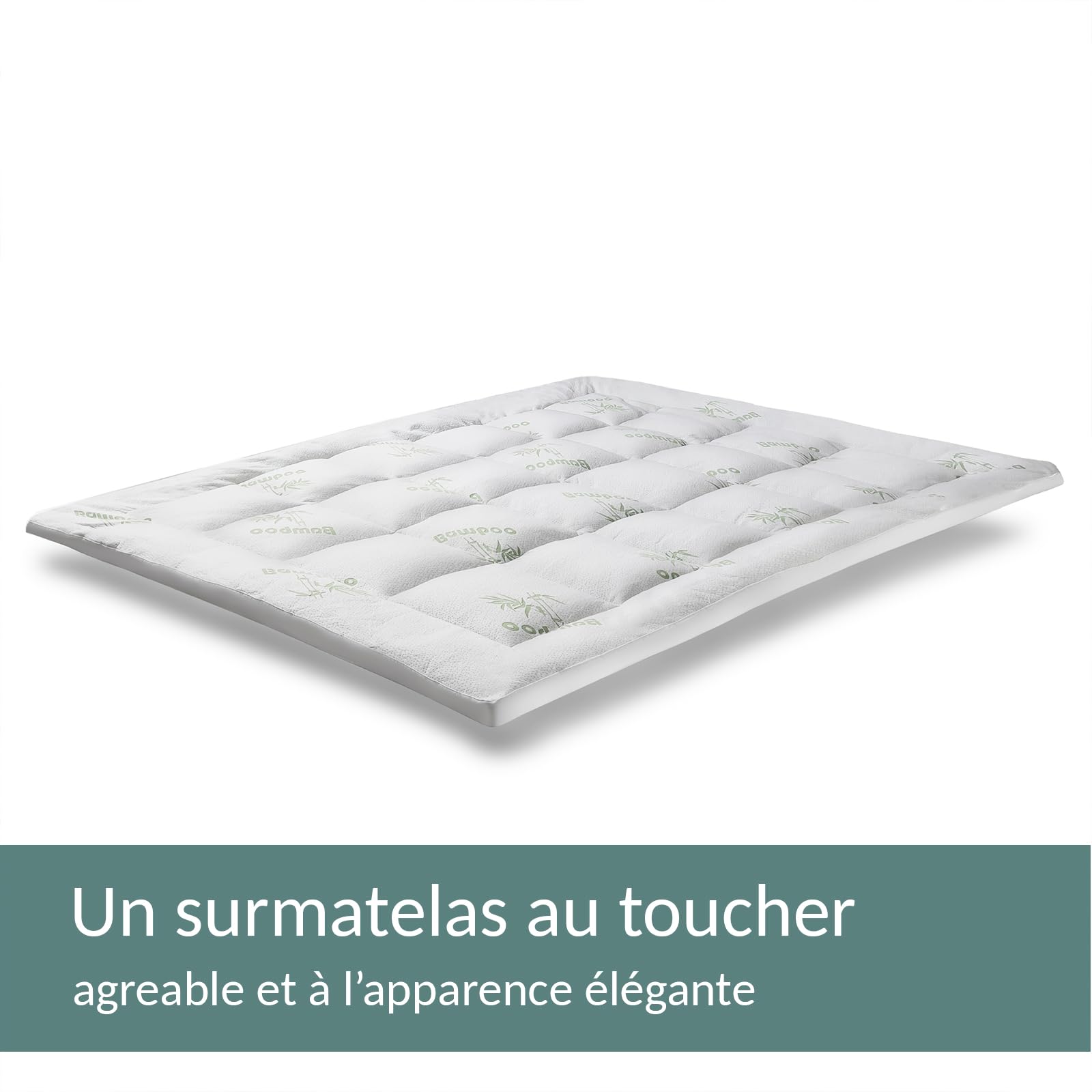 Surmatelas Bamboo | Tissu en Polyester Bambou | 7 cm de Confort | Microfibre, hypoallergénique (140x190 cm)
