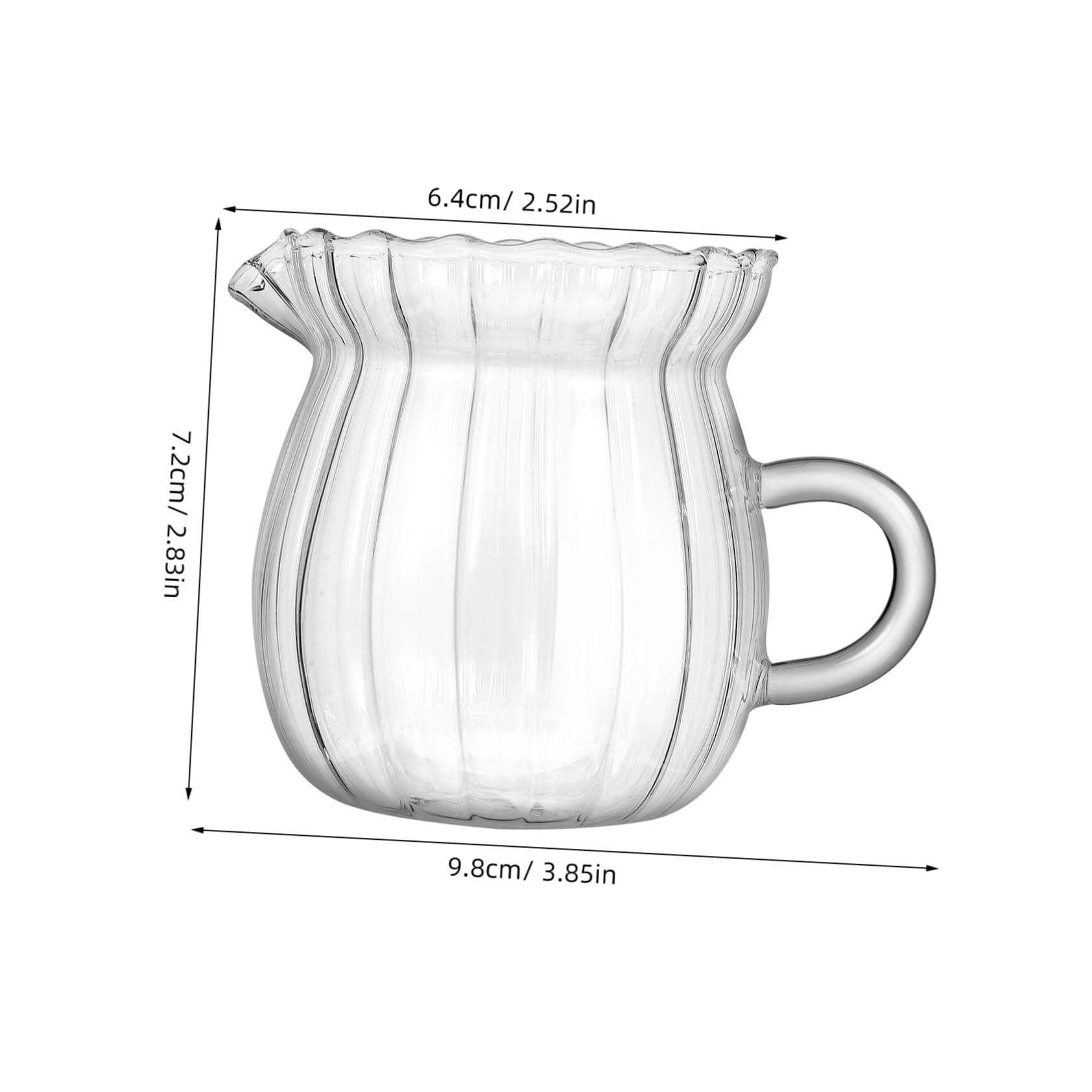 HEALLILY Milk Frothing Pitcher Small Glass Pitcher 370ml Versatile for Tea Syrup Stylish Sturdy Design