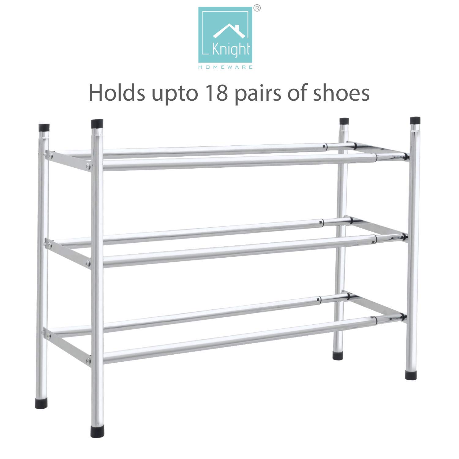 Knight 2 Tier/ 3 Tier/ 4 Tier Shoe Rack Extendable & Stackable Chrome