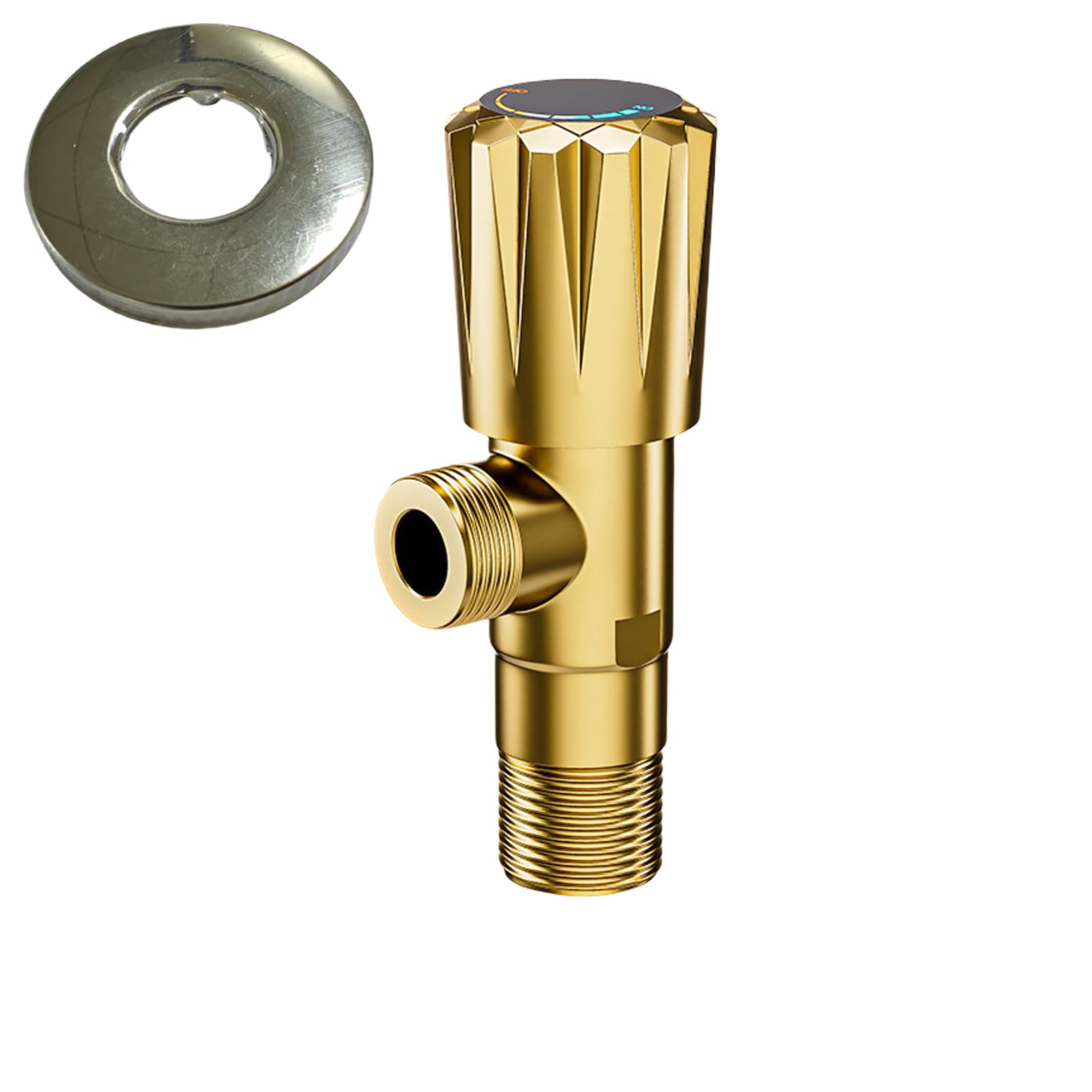 Buxuaaaa Multicolor Brass 1 / 2Inch Turn Angles Stop Valves Bathroom High Flows Hot/Cold Water Stop Valves Water Flows Control Brass Angles