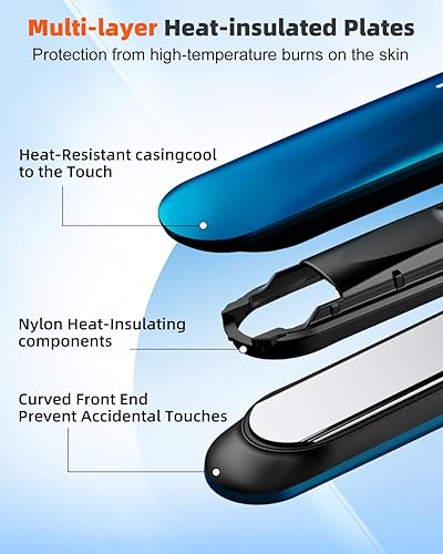 Miniatura 4 de Plancha de pelo de iones negativos, plancha de pelo de cerámica con LCD, plancha plana de 1 pulgada con 11 ajustes de calor, plancha profesional 2