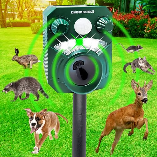 2025 Solar Animal Repeller with 26ft Extended Sensing Distance and 110 Degree Wider Operating Range - Motion Activated Outdoor Animal Repellent with Special LED Lights and USB Cable.