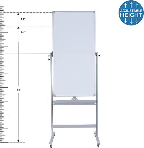 Miniatura 2 de Pizarra blanca móvil magnética de 48 x 24 pulgadas, pizarra blanca reversible de 360 de dos caras con ruedas, caballete portátil de borrado en seco