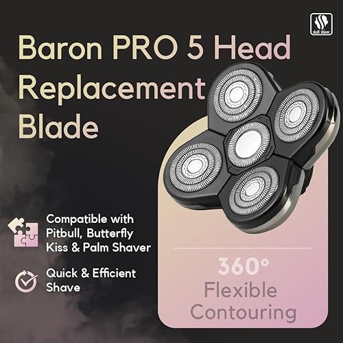 Miniatura 4 de Skull Shaver Baron - Cuchilla de repuesto para cabezal de afeitado, afeitado suave y cerrado, uso húmedo y seco, diseño flexible de 5 cabezales,