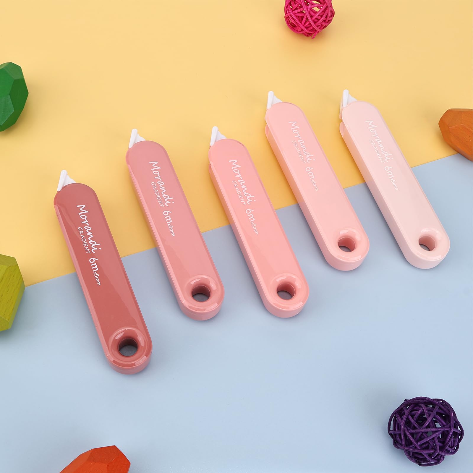 Valitner Lot de 5 rubans correcteurs esthétiques à séchage rapide, correction instantanée, faciles à utiliser pour fournitures scolaires et de bureau (rose)