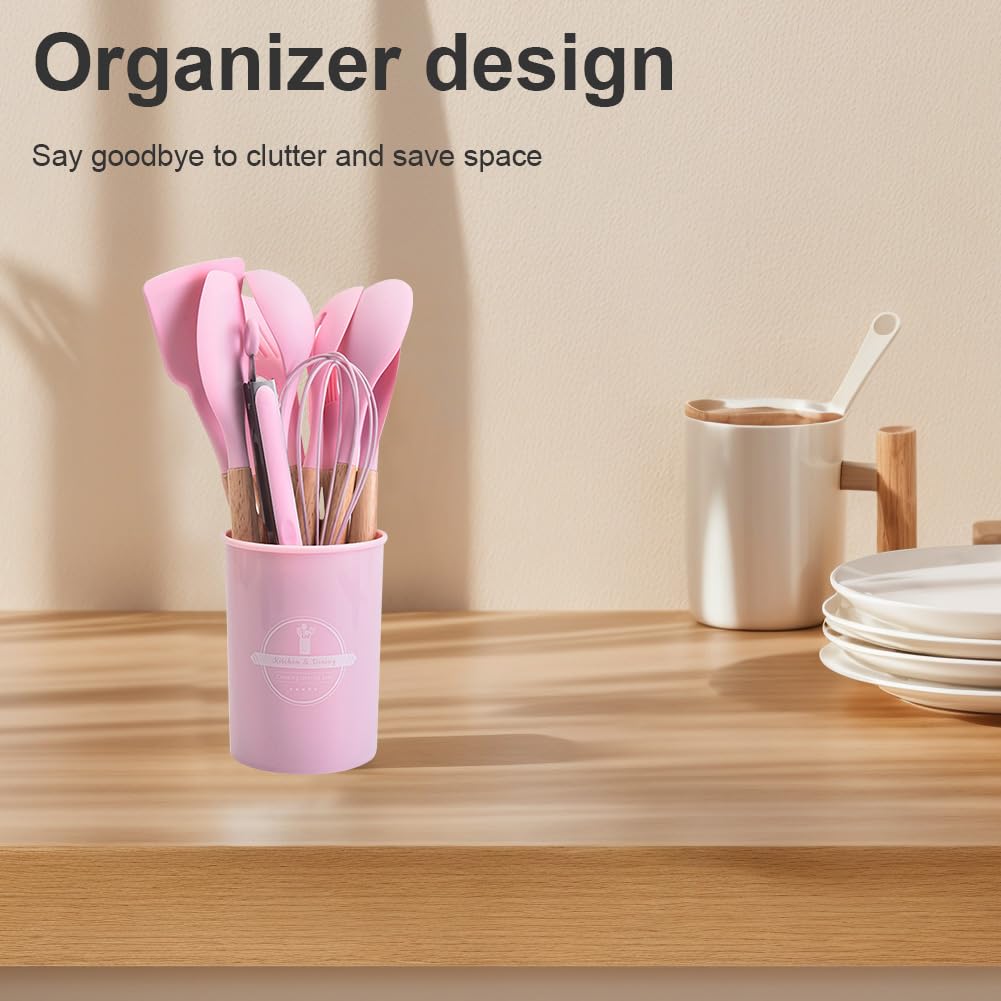 12 Pcs Kitchen Utensil Set, Silicone Cooking Utensils Set including Wooden Handle, Heat Resistant - Image 3