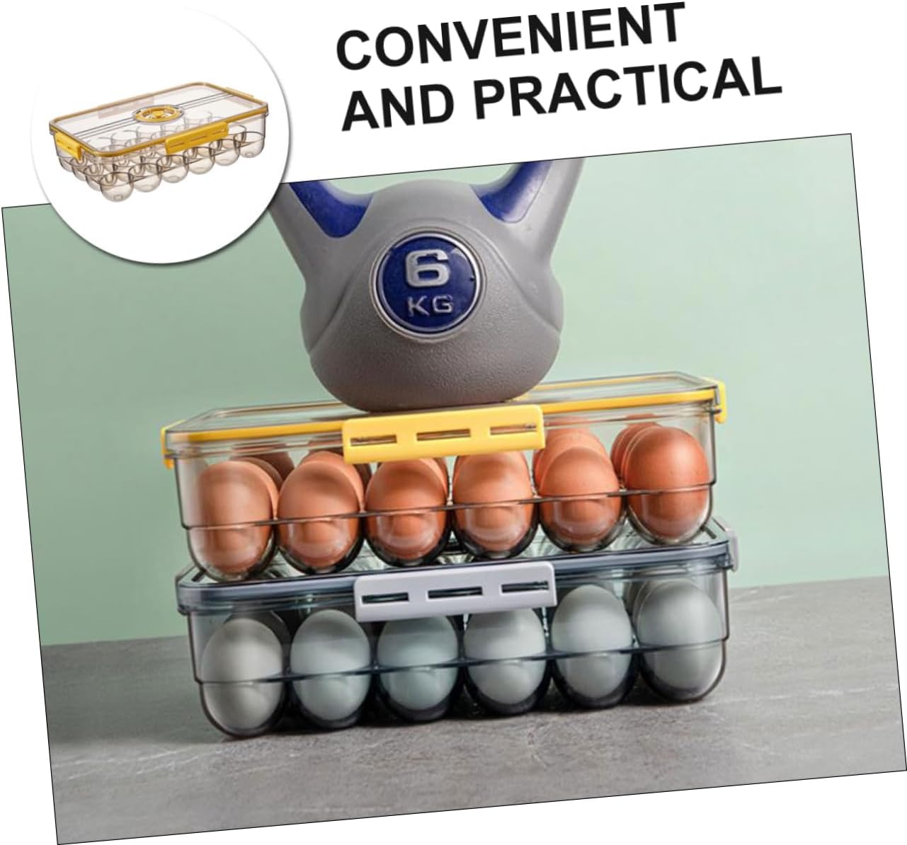 Egg Storage Container 24-Cavity Refrigerator Egg Holder Thickened Time-Saving Food Storage Box for Kitchen Organization 1-Pack