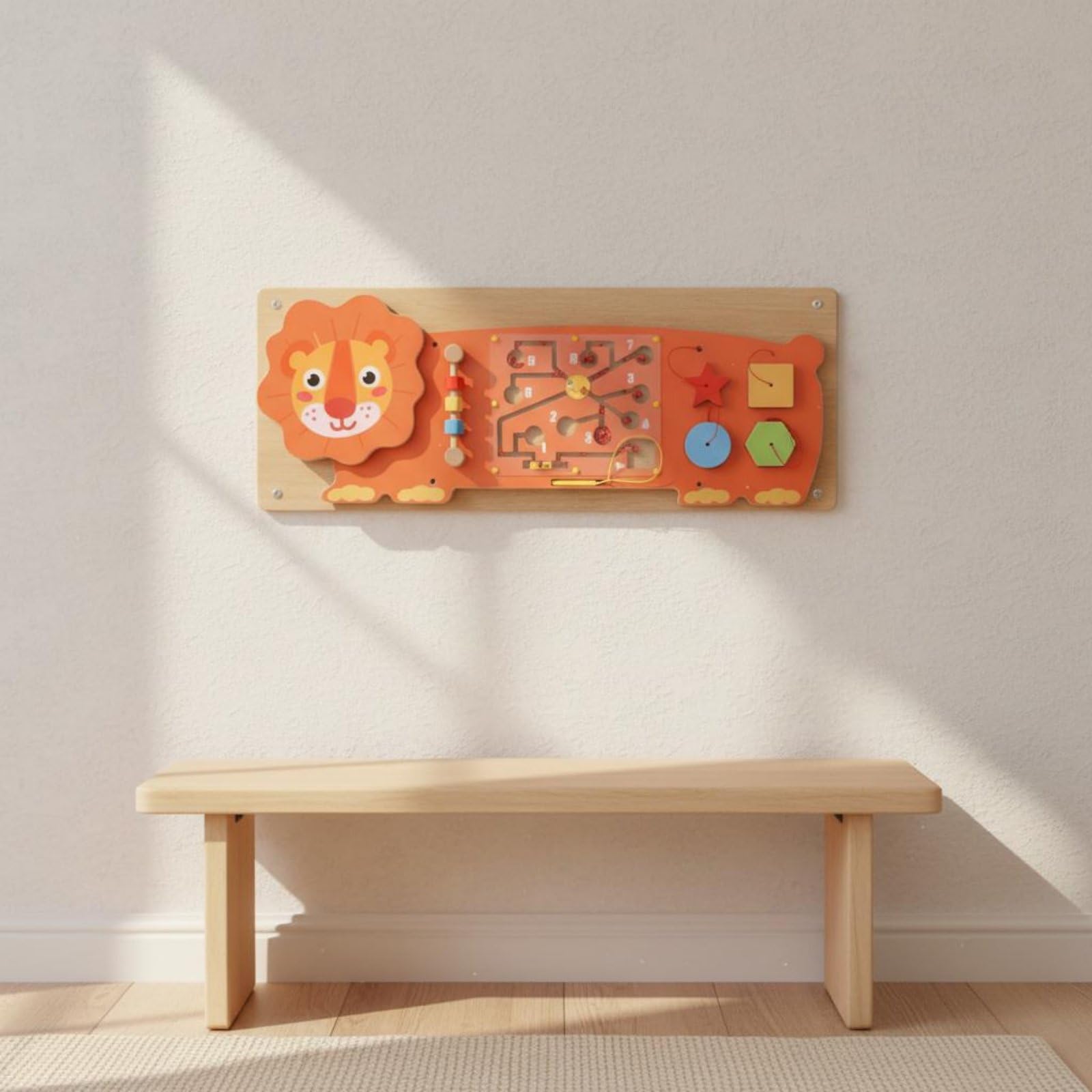 Holzwandspielzeug Wandmontage Wandspiel Holzmaterial Pädagogisch-wandtafel für Vorschulkinder, Kinder, Kindergarten, Elefant, Lernspielzeug, Wandspiel, Montessori-Stil