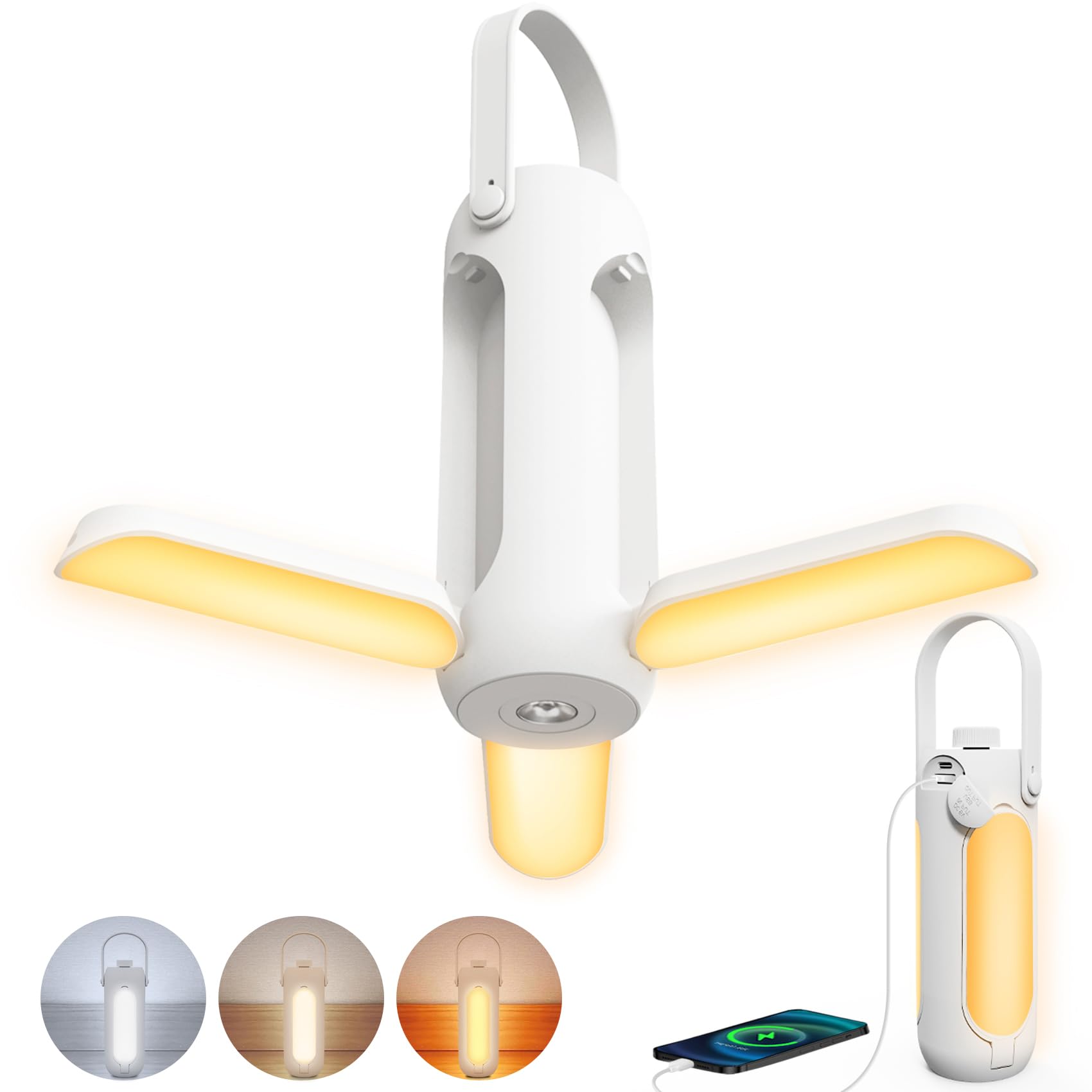 MOJINO LED Campinglampe, 10000 mAh Akku Camping Lampen Aufladbar Akkubetriebene Kabellos Dimmbar mit 3 Leuchtmodi als Notfall Ausrüstung für Zelt Innenräume Outdoor, Schwarz