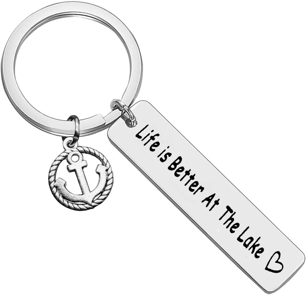 Lake Life Keychain Lake Lover Gifts Lake Jewelry Keyring Camper Keychain Camper RV Trailer Keychain Camper Gifts Outdoor Lover Gifts Vacation Jewelry for Women Men