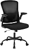 Premium Ergonomic High-Back Mesh Office Chair - Adjustable Height, Flip-Up Armrests & Lumbar Support - Comfy Swivel Seat for Home, Gaming & Work - Black Net