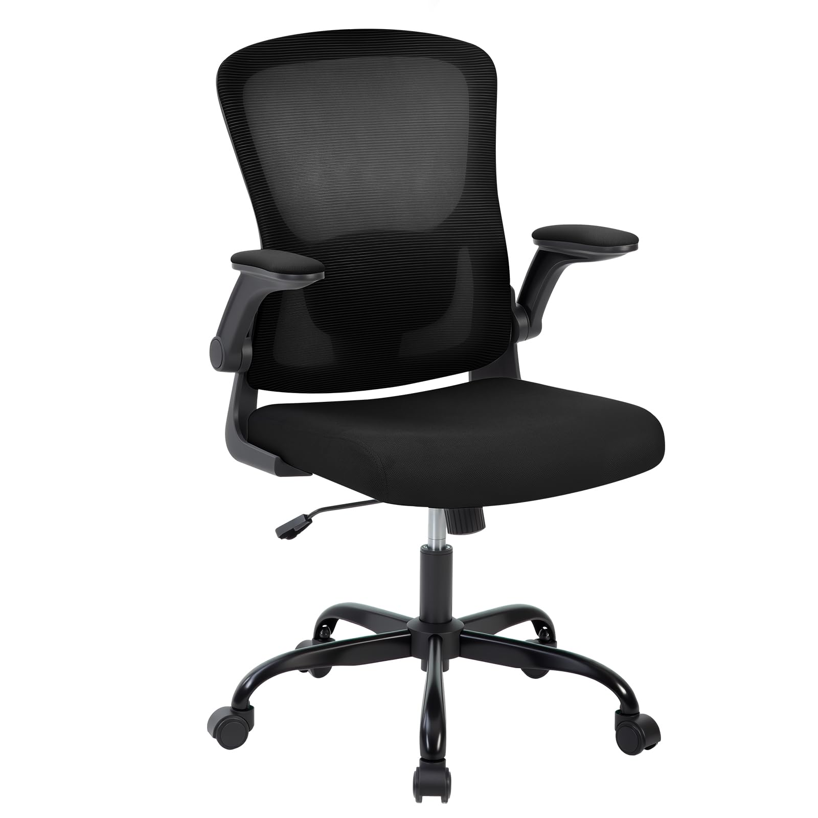 Ergonomic Office Chair with Lumbar Support, Mesh High Back Rolling Computer Chair for Desk, Comfy Flip-up Arms Chair for Home Office, Adjustable