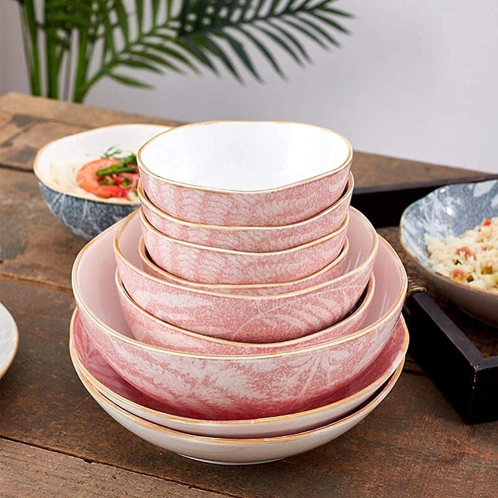 Juego de platos elegantes para restaurante y hogar de lujo, juego de vajilla de 28 piezas, tazones/platos de postre/platillos - Vajilla retro Juego de platos de porcelana Restaurante de fiesta famili