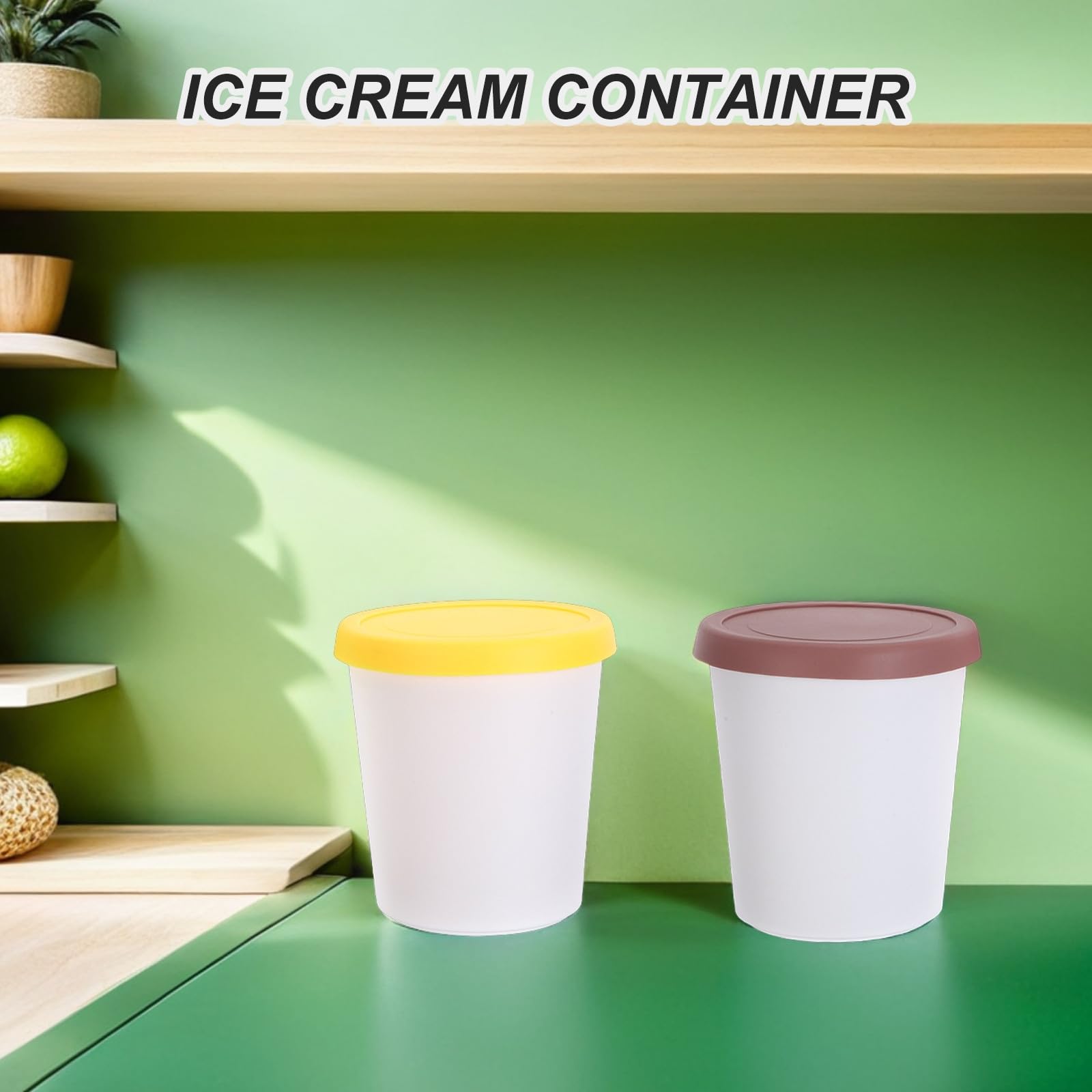 Set 4 Contenitori per Gelato Riutilizzabili 1l con Coperchi in Silicone Contenitori Impilabili per Conservazione Alimenti Snack Freezer