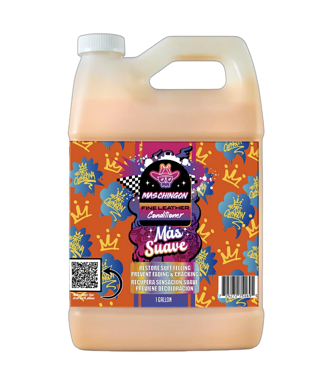 Mas Chingon Fine Leather Conditioner Restore Soft Feeling Prevent Fading & Cracking Car Interiors Furniture Apparel Sneakers Boots Works on Natural Synthetic Pleather Faux Leather 128 fl oz (1 Gallon)