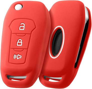 ELOHEI Key Fob Cover for Ford Bronco, Premium Soft Full Protection Car Key Case for 2015-2022 Ford Bronco Ranger Ecosport Escape Explorer Expedition F-150 F-250 AccessoriesRed
